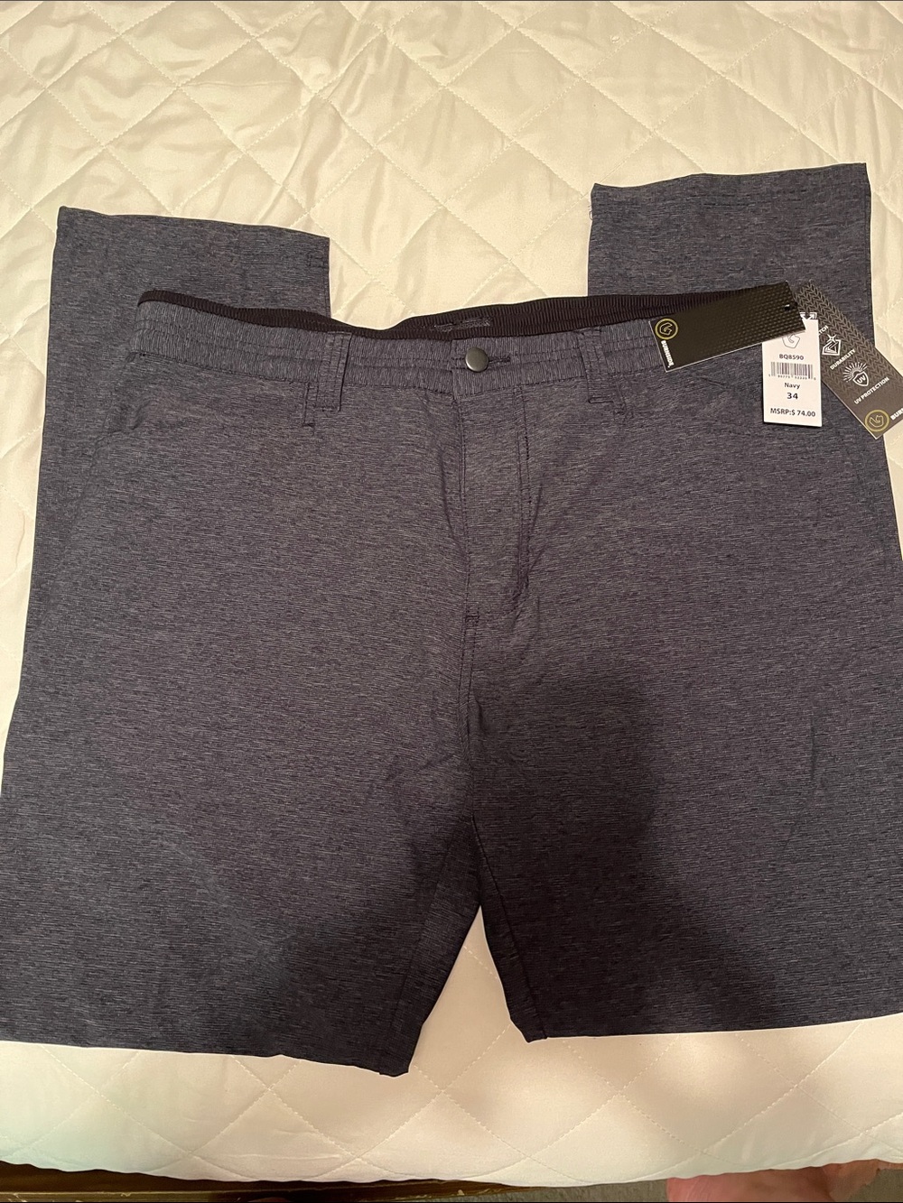 burnside Men's Heather Navy Stretch Chinos